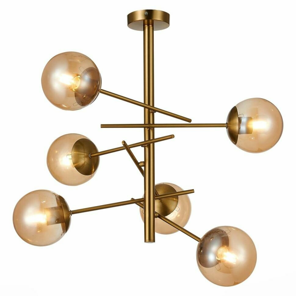 фото EVOLUCE SLE1099-312-06 Светильник потолочный Латунь/Коньячный E27 6*60W