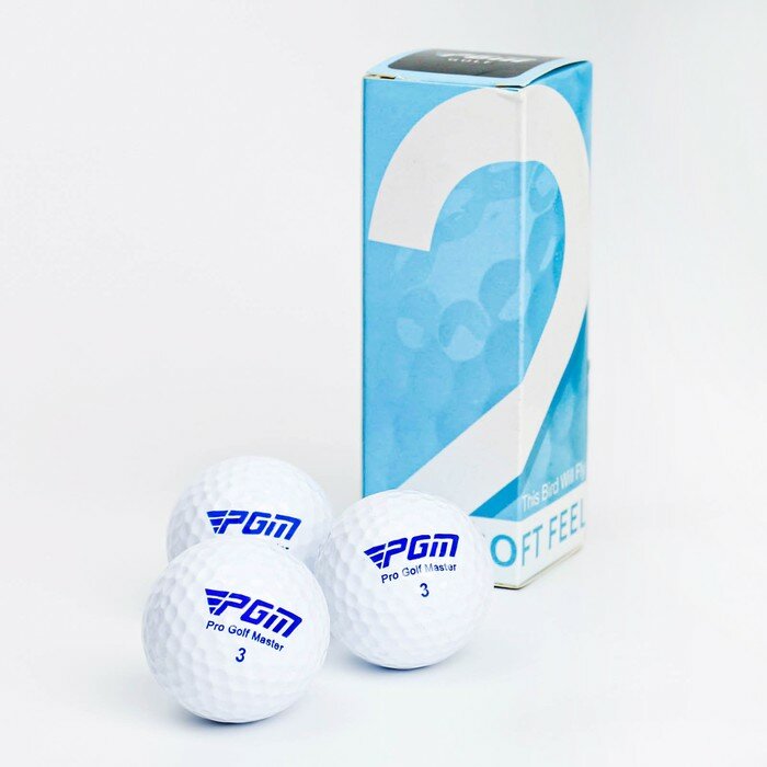 Мячи для гольфа "Soft Feel" PGM, двухкомпонентные, d=4.3 см, набор 3 шт, белые - фотография № 1