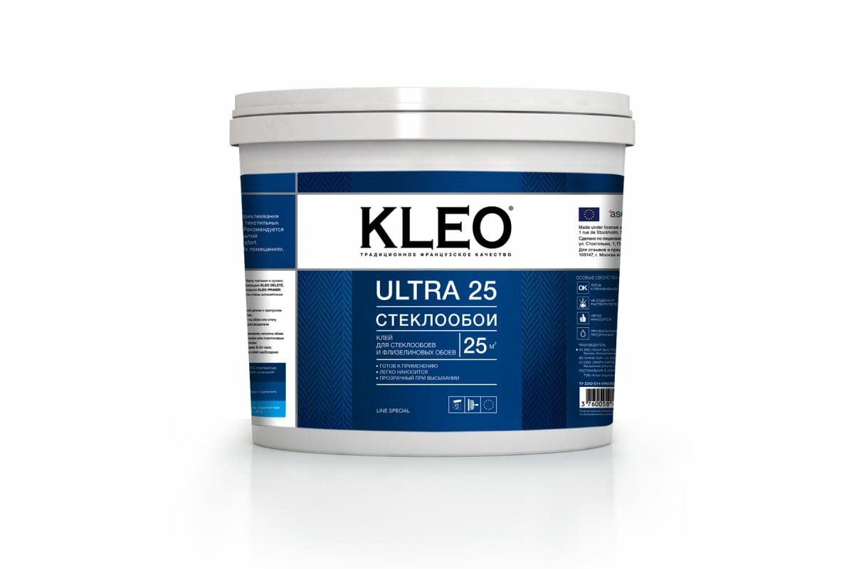 KLEO ULTRA Готовый обойный клей для стеклообоев (ведро 5 л 25 м2)