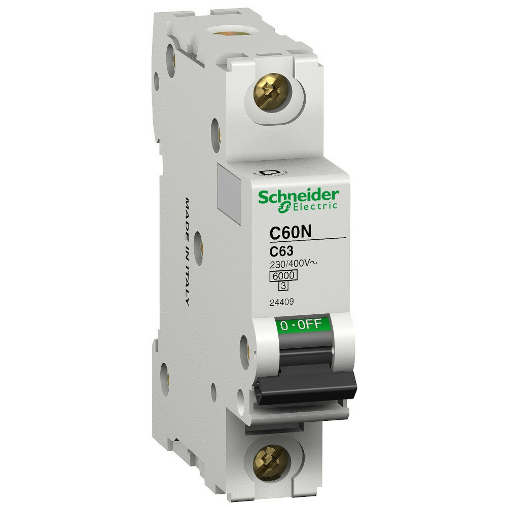 фото Выключатель автоматический 1П C60N 63А х-ка C 6кА, SCHNEIDER ELECTRIC 24409 (1 шт.)