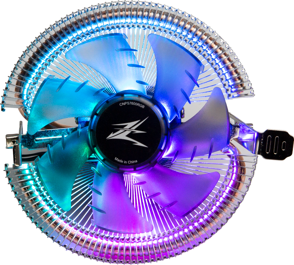 Кулер Zalman CNPS7600 RGB для процессора, Socket 775, 115x/1200, AM3, AM4, 1x92 мм, 800-2000 об/мин, TDP 95 Вт, разноцветная подсветка