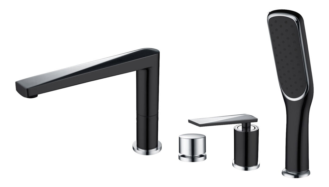 Boheme Смеситель врезной на борт ванны VENTURO черный + хром 370-B