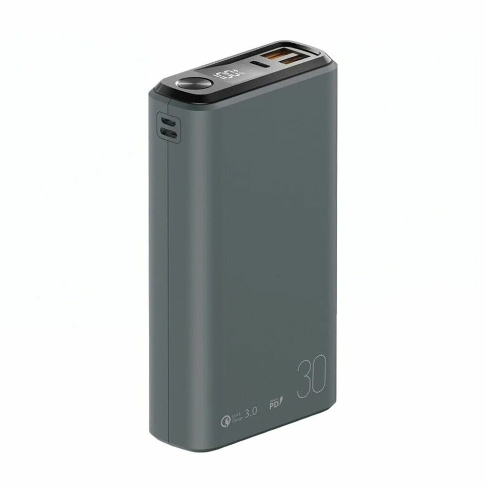 Внешний АКБ OLMIO QS-30 30000mAh 20W QuickCharge3.0/PowerDelivery LCD темно-серый