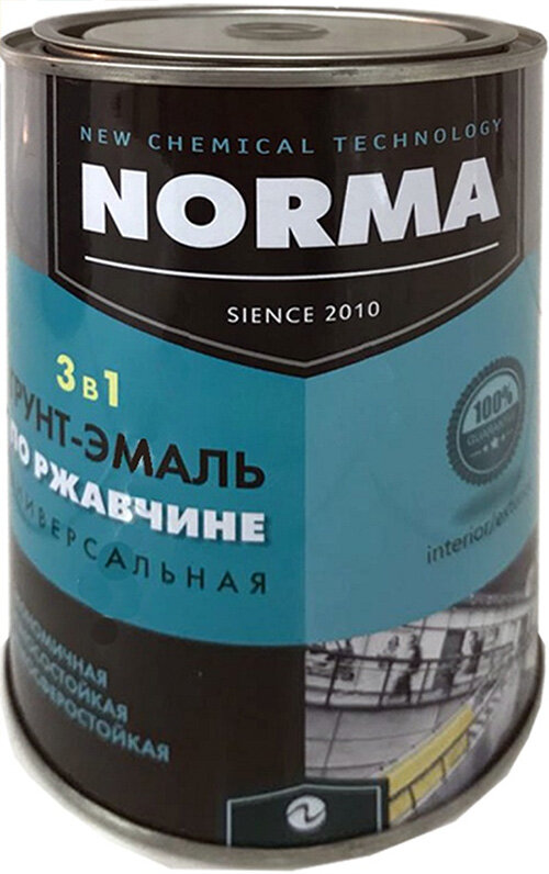 NORMA краска по ржавчине черная матовая (1кг) / новоколор Норма грунт-эмаль 3 в 1 для металла по ржавчине черная матовая (1кг)