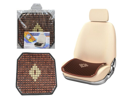 фото Накидка (коврик) на сидение "Nova Bright" массажная деревянная, коричневая с рисунком (ХА1 отказное