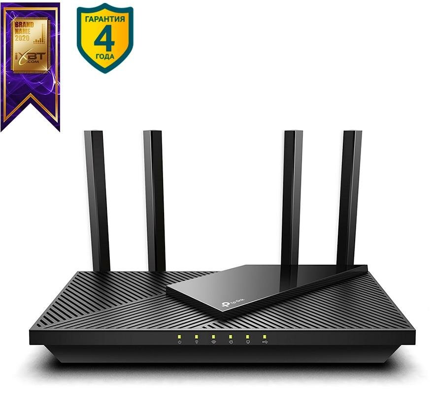 Wi-Fi роутер TP-LINK Archer AX55 802.11abgnacax 2976Mbps 2.4 ГГц 5 ГГц 4xLAN черный