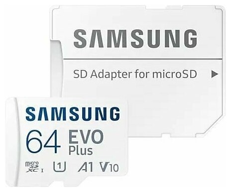 Samsung Карта памяти 64ГБ Samsung EVO Plus MB-MC64KA/RU microSDXC UHS-I Class10 + адаптер (ret)