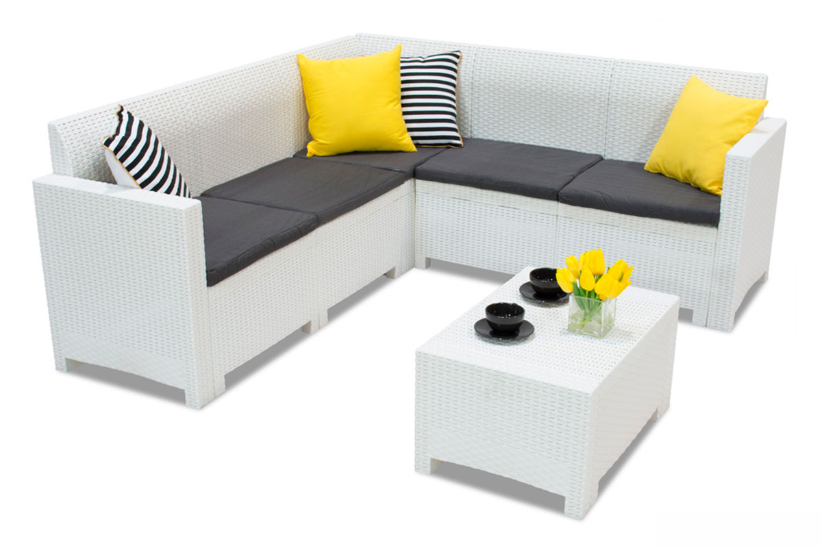 Комплект мебели B: rattan NEBRASKA CORNER Set (углов. диван столик) Белый