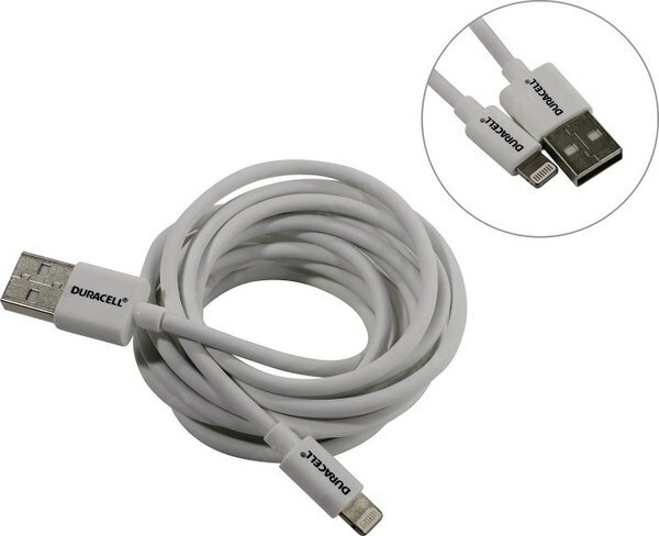 Duracell (usb5022w-ru) Кабель USB2.0 AM--)Lightning 2м