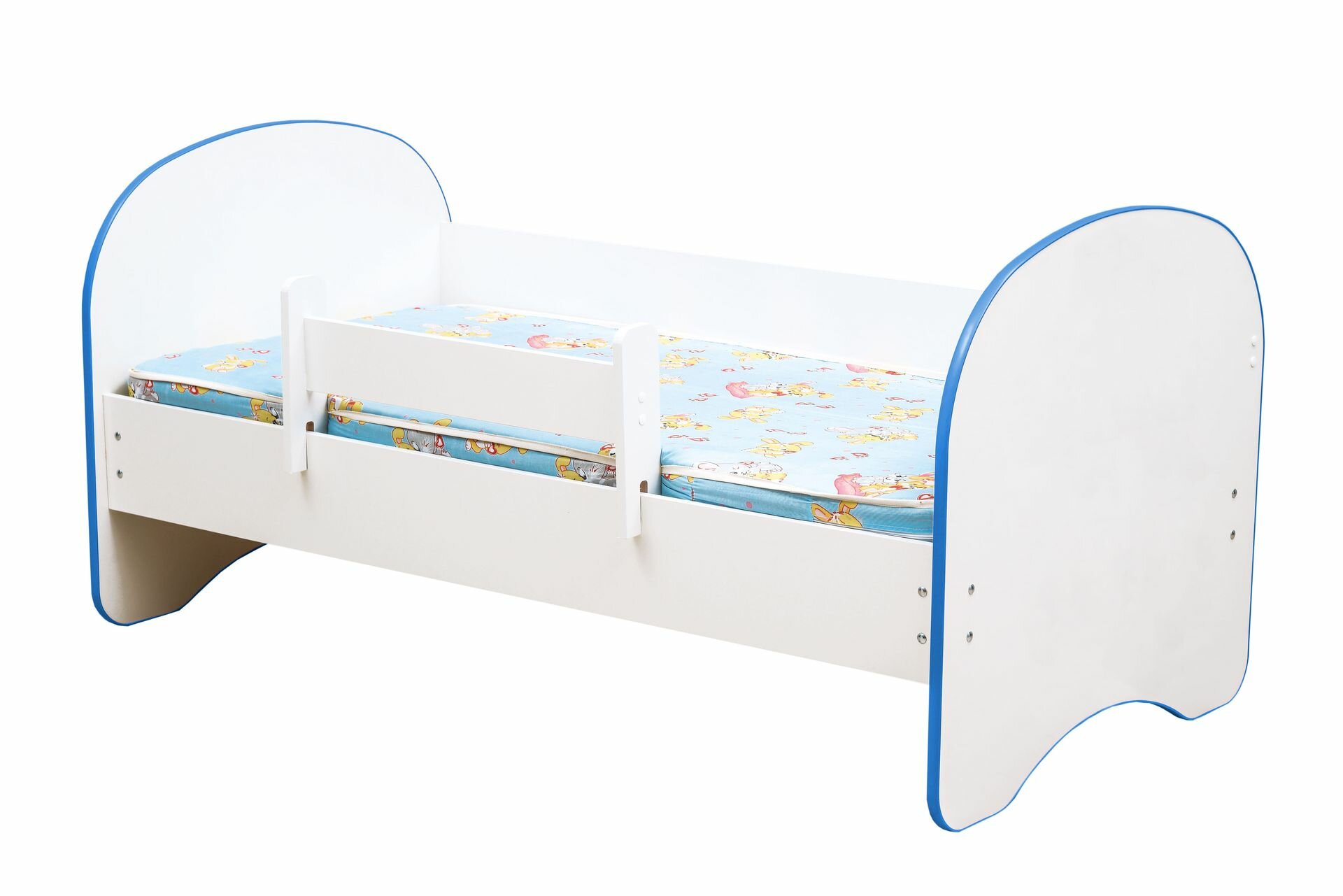 Детская кровать Радуга 190 белая/синий кант Без ящика