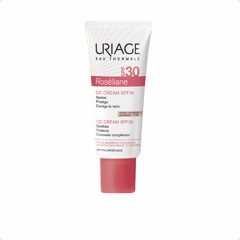 URIAGE, Roseliane CC-крем для чувствительной кожи лица склонной к покраснениям для женщин SPF30, 40 мл