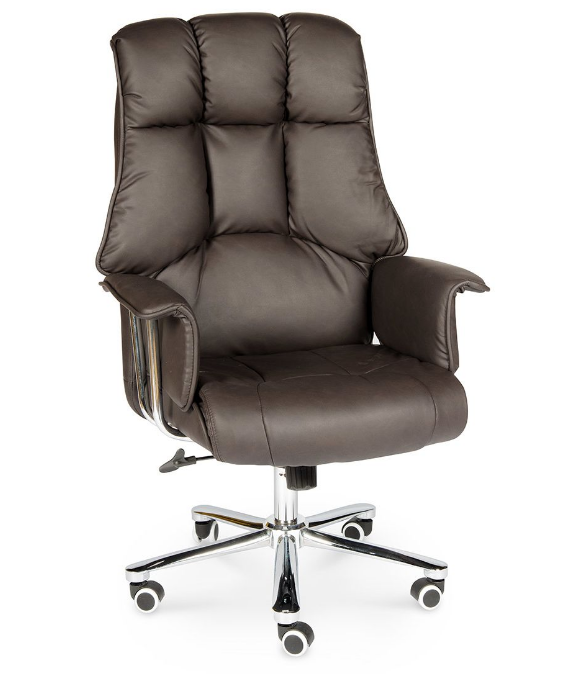 Компьютерное кресло для руководителя Norden Президент / сталь + хром / темно-коричневая экокожа