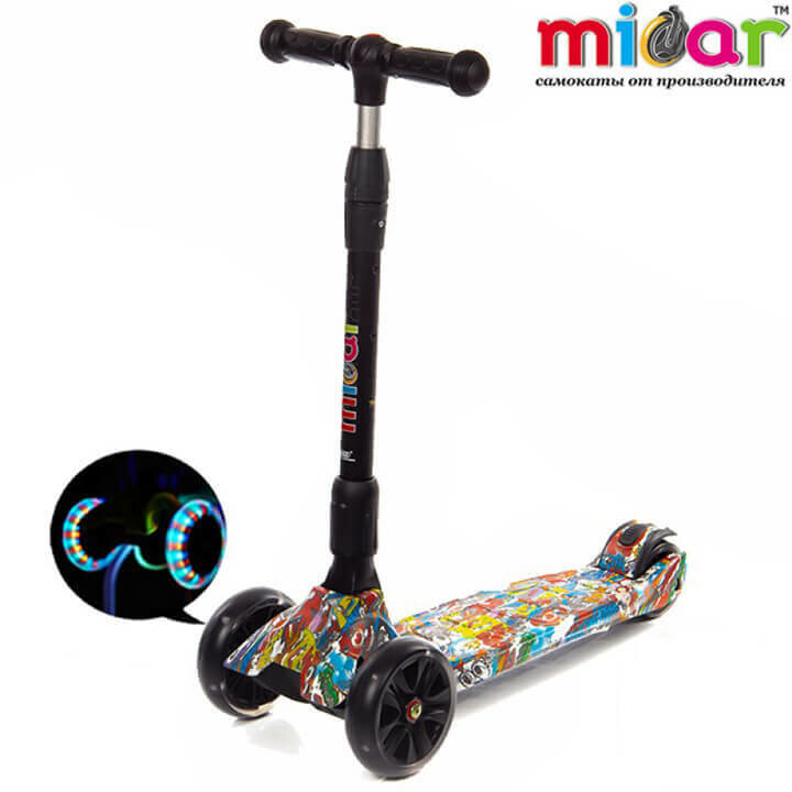 Самокат MICAR Scooter Maxi MICAR Ultra со светящимися колёсами 135 и 90 мм Multi