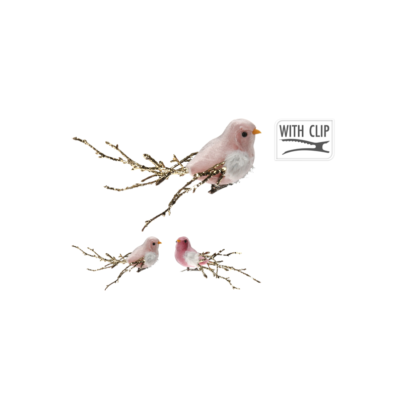 фото Декорация на клипсе Home Collection Pink New Year Птичка 190х70х50 мм 1 шт