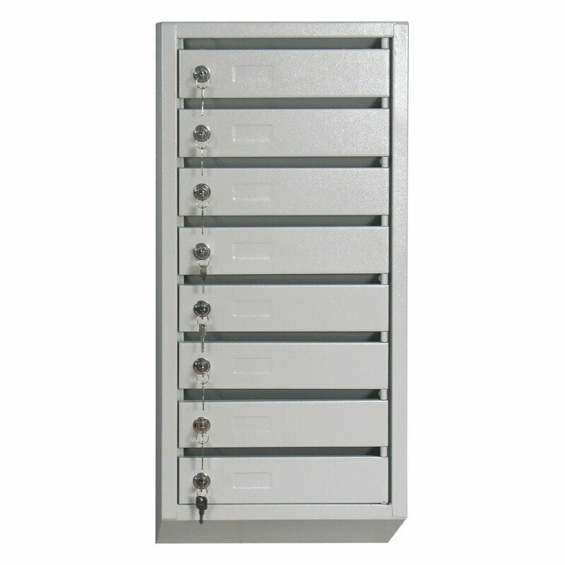 Ящик почтовый КП-8 8-секционный металлический серый 380x190x860 мм, 286262 - фотография № 1