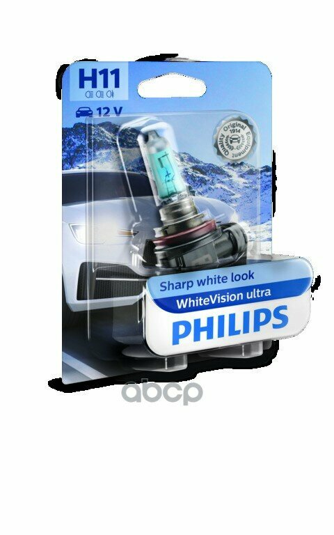 Лампа H11 White Vision 12v 55w Pgj19-2(Blister 1шт.) Philips арт. 12362WVUB1