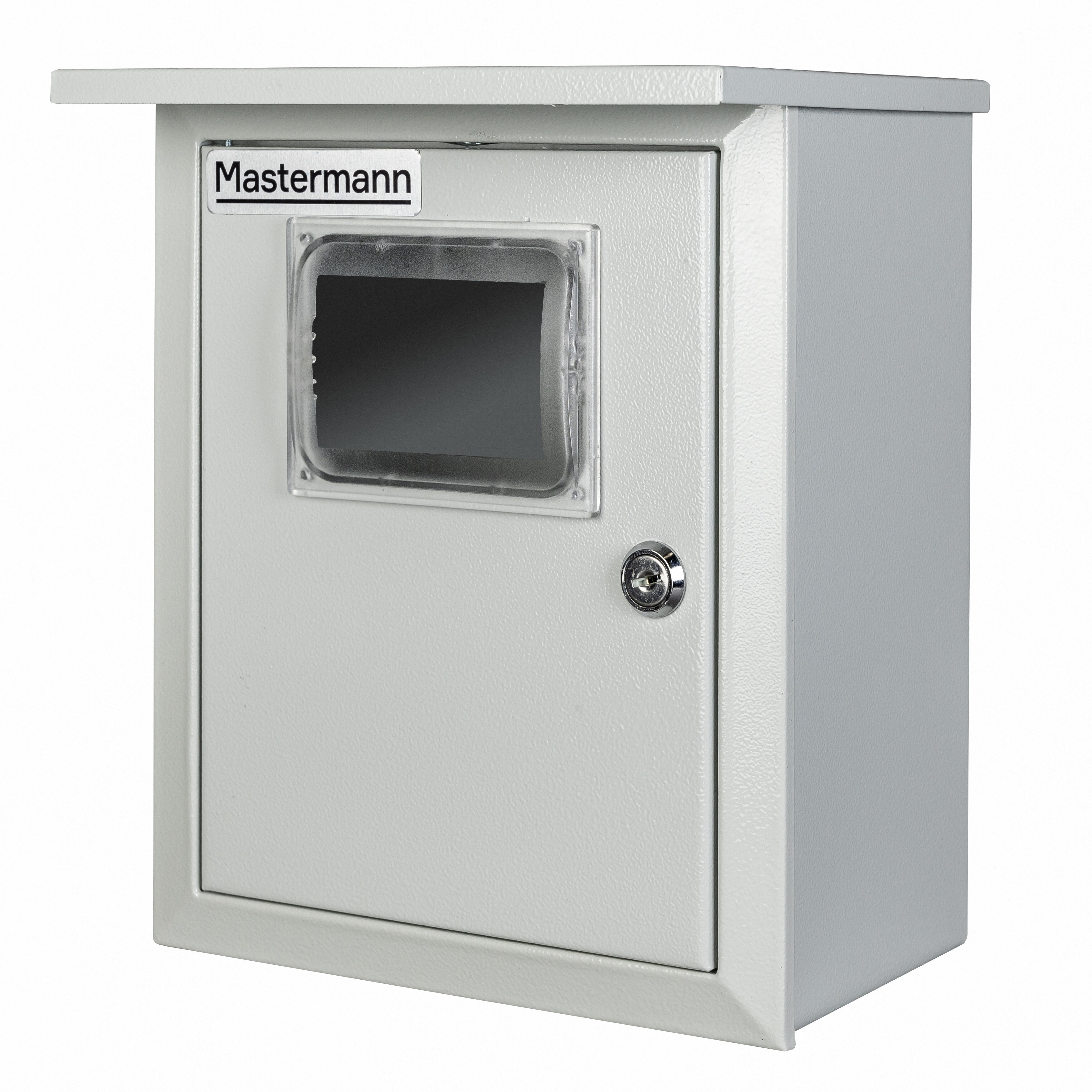 Универсальный монтажный шкаф с козырьком MASTERMANN 2КС (со стеклом), 330х280х140 мм, IP 41 - фотография № 1