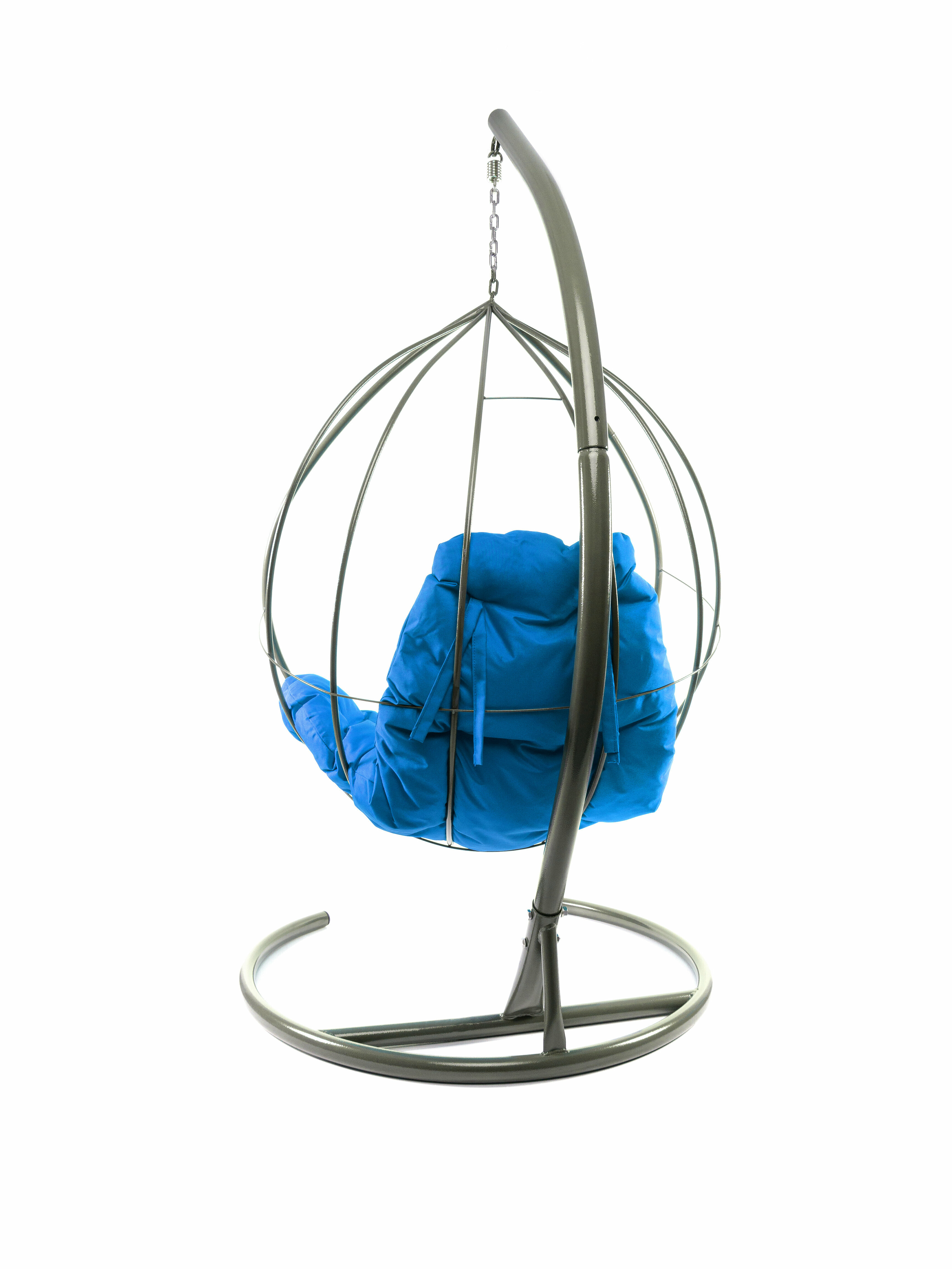 Подвесное кресло без ротанга чёрное, синяя подушка - фотография № 7