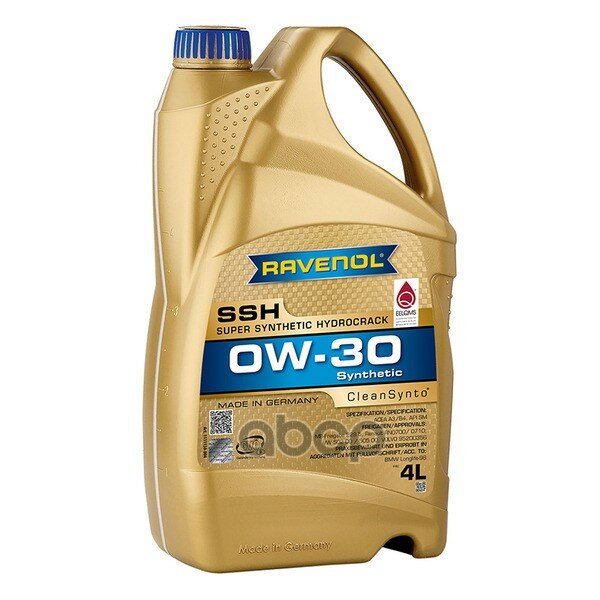 Синтетическое моторное масло RAVENOL Super Synthetic Hydrocrack SSH SAE 0W-30