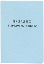 Бланк документа "Вкладыш в трудовую книжку", 88х125 мм, гознак