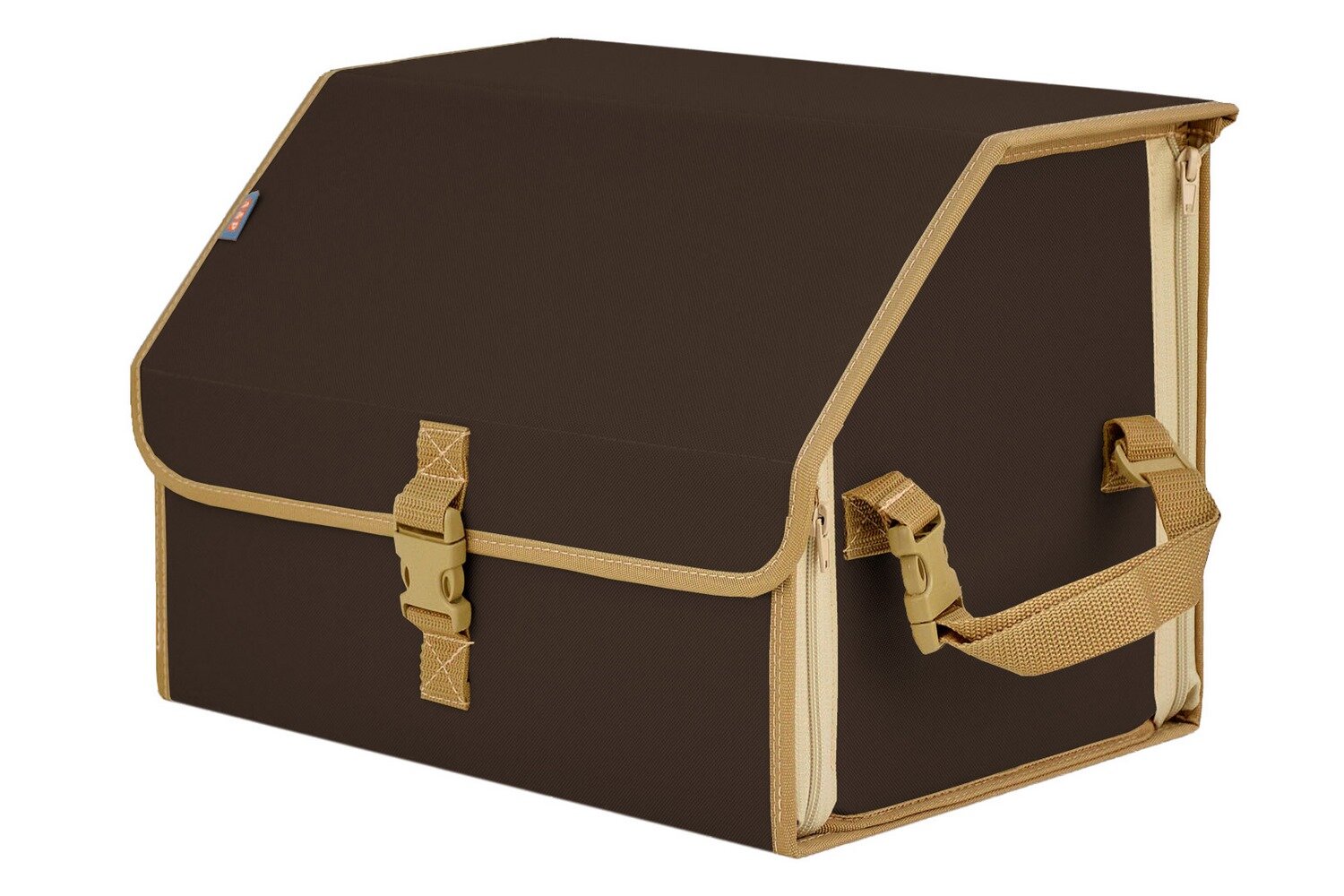 Органайзер-саквояж в багажник "Союз" (размер M). Цвет: коричневый с бежевой окантовкой.