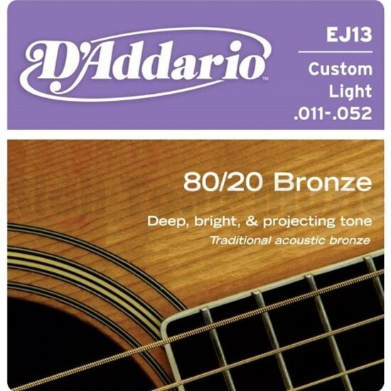 Струны D`ADDARIO EJ13 для акустической гитары, бронза