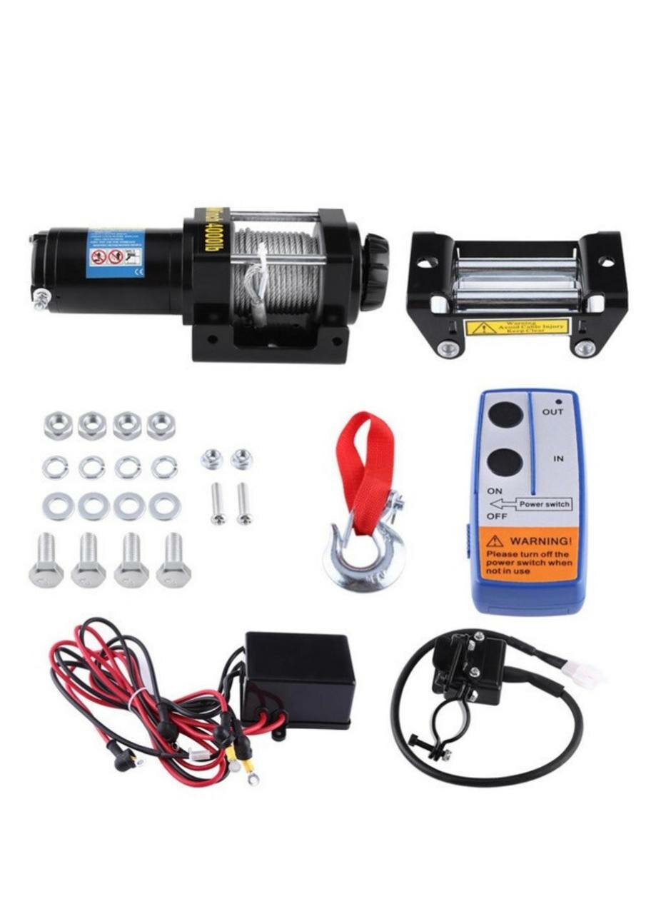 Лебедка электрическая переносная 4000 LBS грузоподьемность 1814 кг 12V Electric Winch со стальным тросом — фото 3
