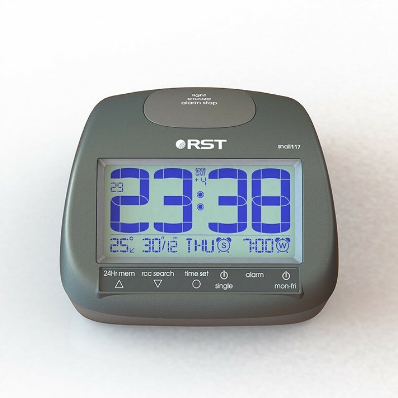 Часы будильник RST радиоконтролируемые Snail 117 Графит - фотография № 2