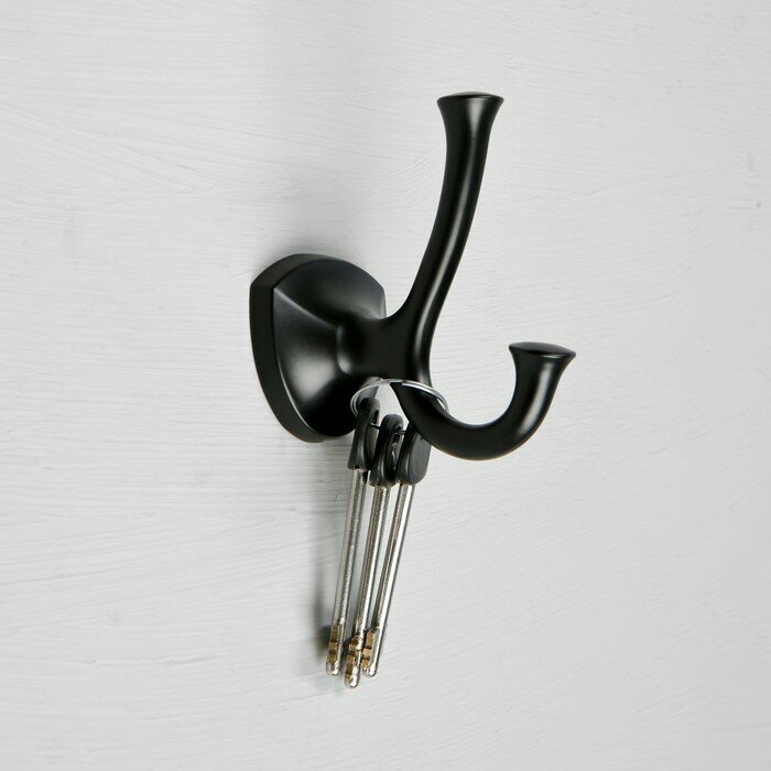Крючок мебельный CAPPIO VALUE, двухрожковый, цвет черный (1шт.) - фотография № 2