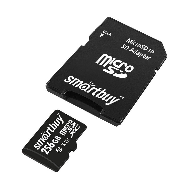 Карта памяти SmartBuy microSDXC, 256 гб, UHS-I, класс 10, с адаптером (SB256GBSDCL10-01)
