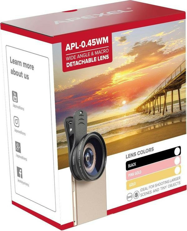 Комплект объективов Apexel 2-in-1 Wide 045 + Macro 125x дляартфонов