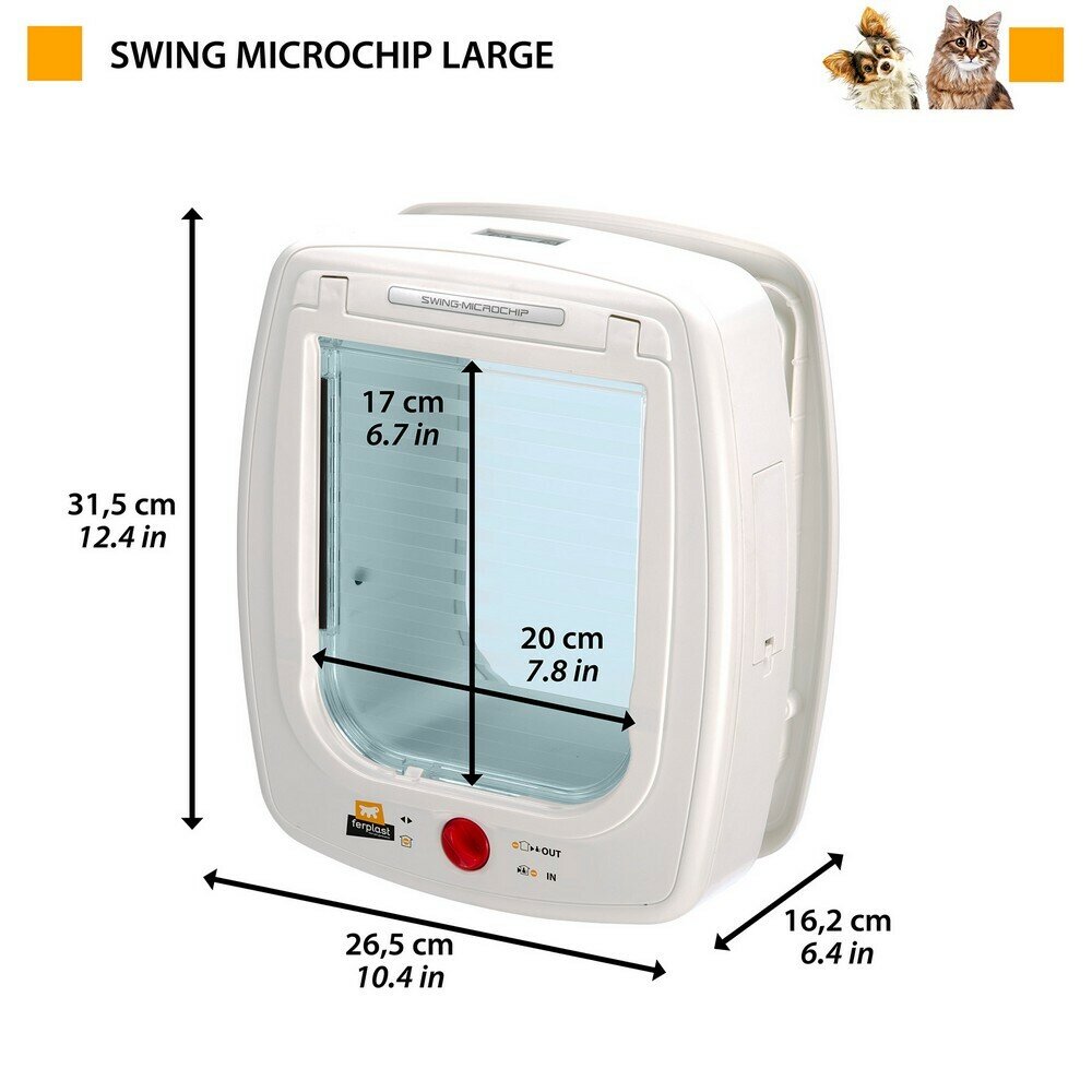 Дверь входная для животных SWING MICROCHIP LARGE белая - фотография № 6