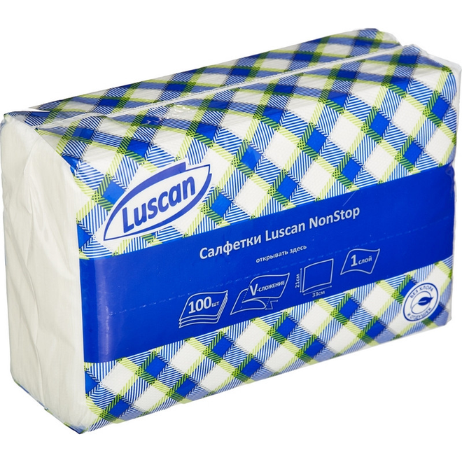 Luscan Салфетки бумажные Luscan NonStop 1 слой, белые 100л/пач - фотография № 5