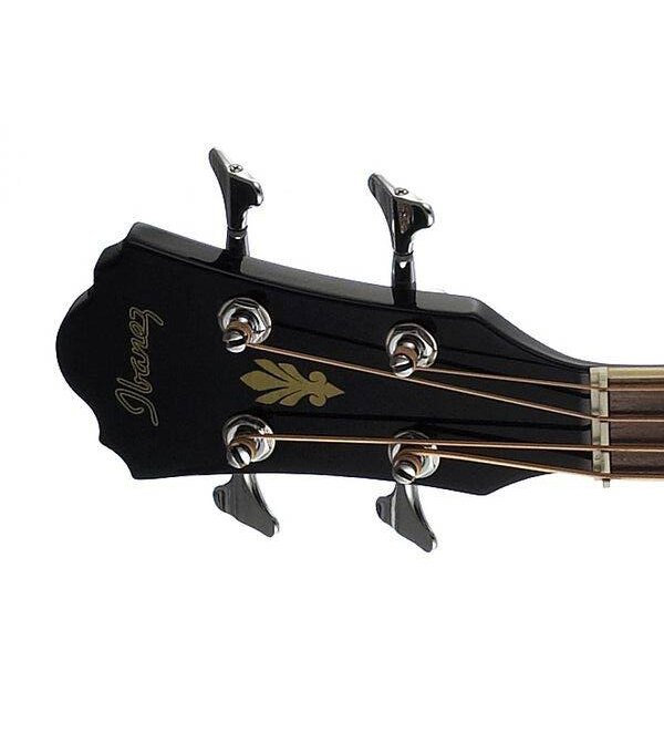 IBANEZ AEB8E BLACK электроакустическая бас-гитара цвет черный нижняя дека и обечайка махогани верхняя дека ель гриф махагони накладка палисандр
