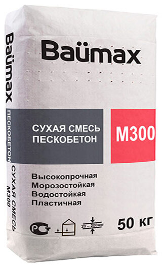 Баумакс пескобетон М-300 (50кг) / BAUMAX смесь М-300 пескобетон (50кг)