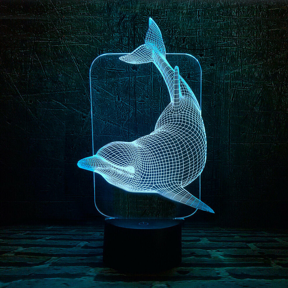 Ночник детский 3D Светильник Плывущий дельфин