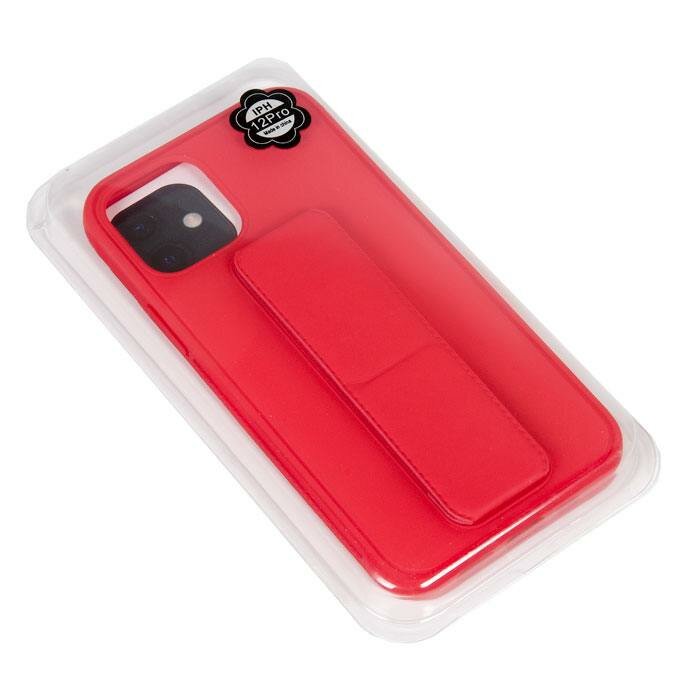 фото Чехол (задняя накладка) подставка с магнитом для Apple iPhone 12, 12 Pro матовый силикон - красный