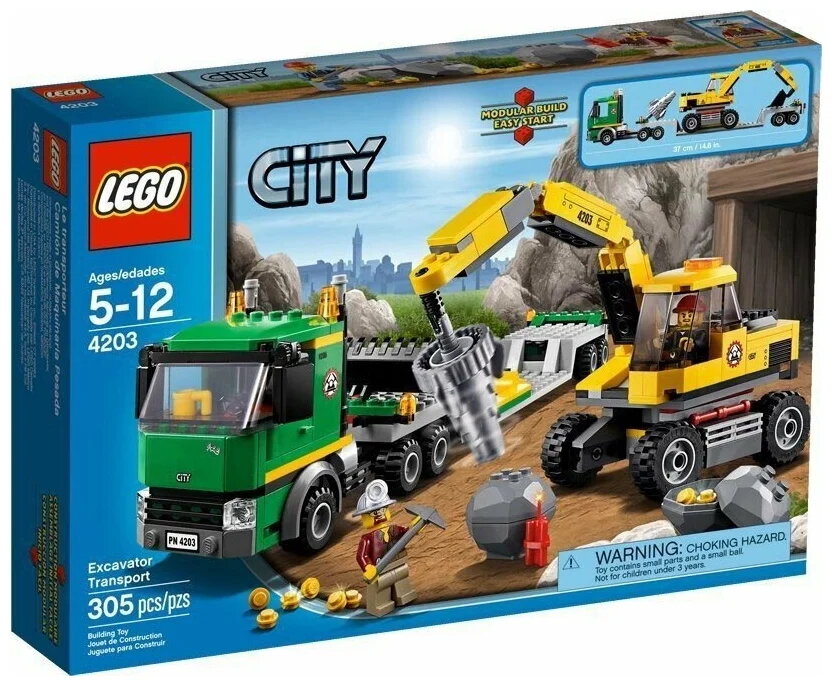 Lego Конструктор LEGO City 4203 Экскаватор и транспортёр