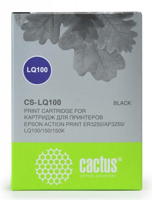Картридж ленточный Cactus CS-LQ100, для Epson, черный