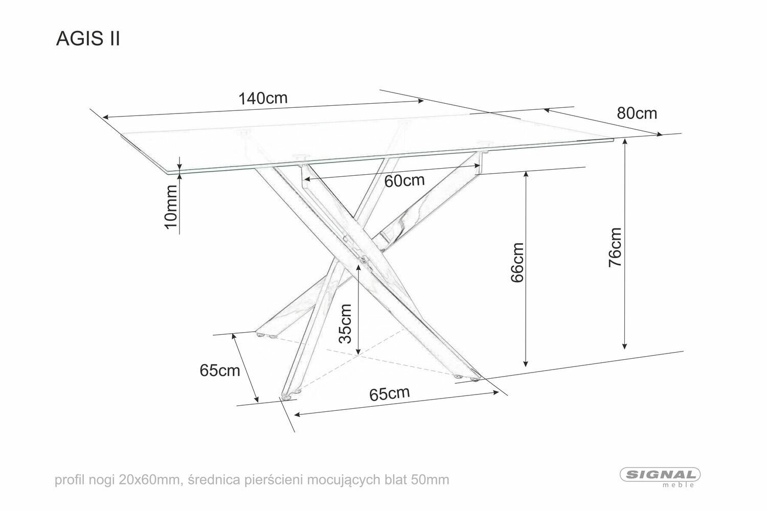 Стол обеденный Signal AGIS II 140 (прозрачный/хром) - фотография № 14