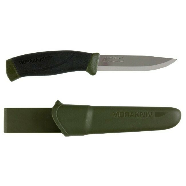 Нож Morakniv Companion, универсальный/туристический, углеродистая сталь, клинок 104мм, олива