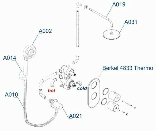 Встраиваемый комплект для душа с верхней душевой насадкой и лейкой WasserKRAFT A16031 Thermo - фотография № 9