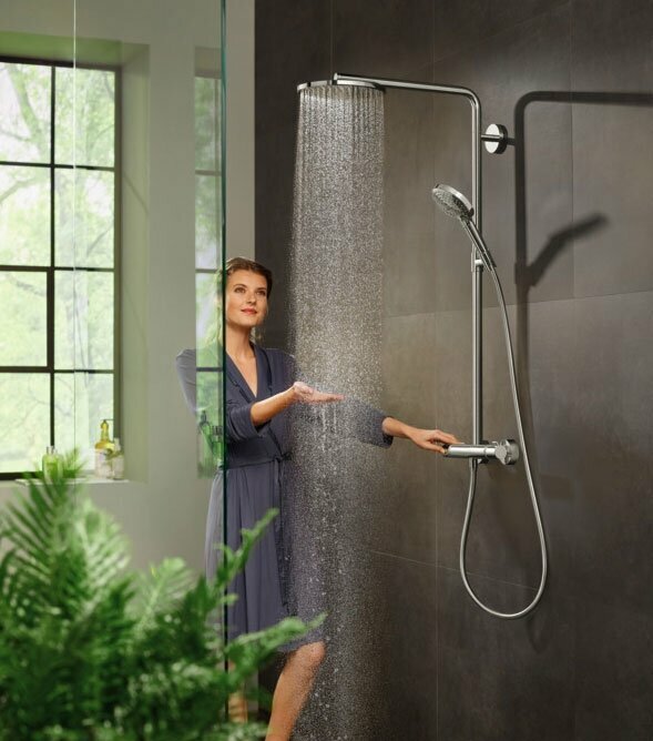 Душевая система Hansgrohe Raindance Select S Showerpipe 27633670 с термостатом Черный матовый - фотография № 9