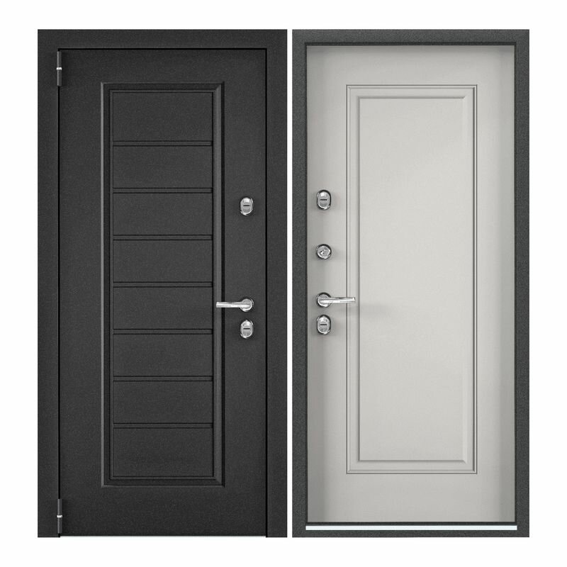 Дверь входная Torex для дома Village advanced темно-серый букле графит/Бьянко_S60-C1