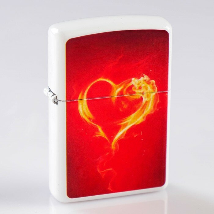 Зажигалка "Огненное сердце" в металлической коробке, кремний, бензин, 6х8 см - фотография № 1