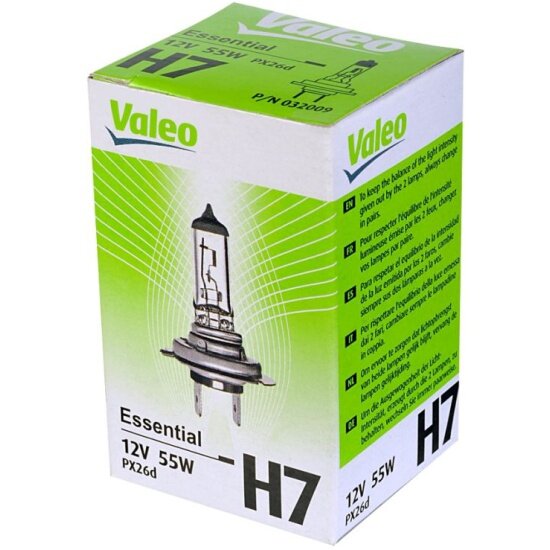 Лампа галогенная VALEO ESSENTIAL Н7 12х55, 1 шт, 32009