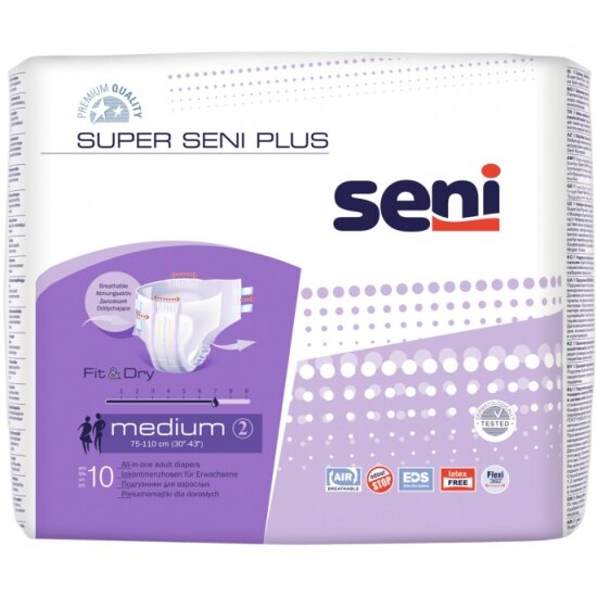 Подгузники для взрослых SENI Super Plus (Сени Супер Плюс), Medium, 10 шт.