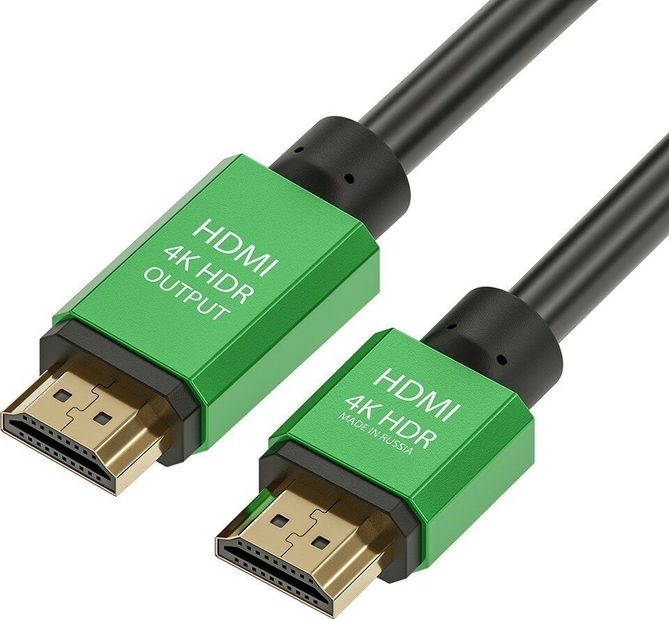 Кабель HDMI 1.2м Green Connection GCR-51005 круглый черный/зеленый