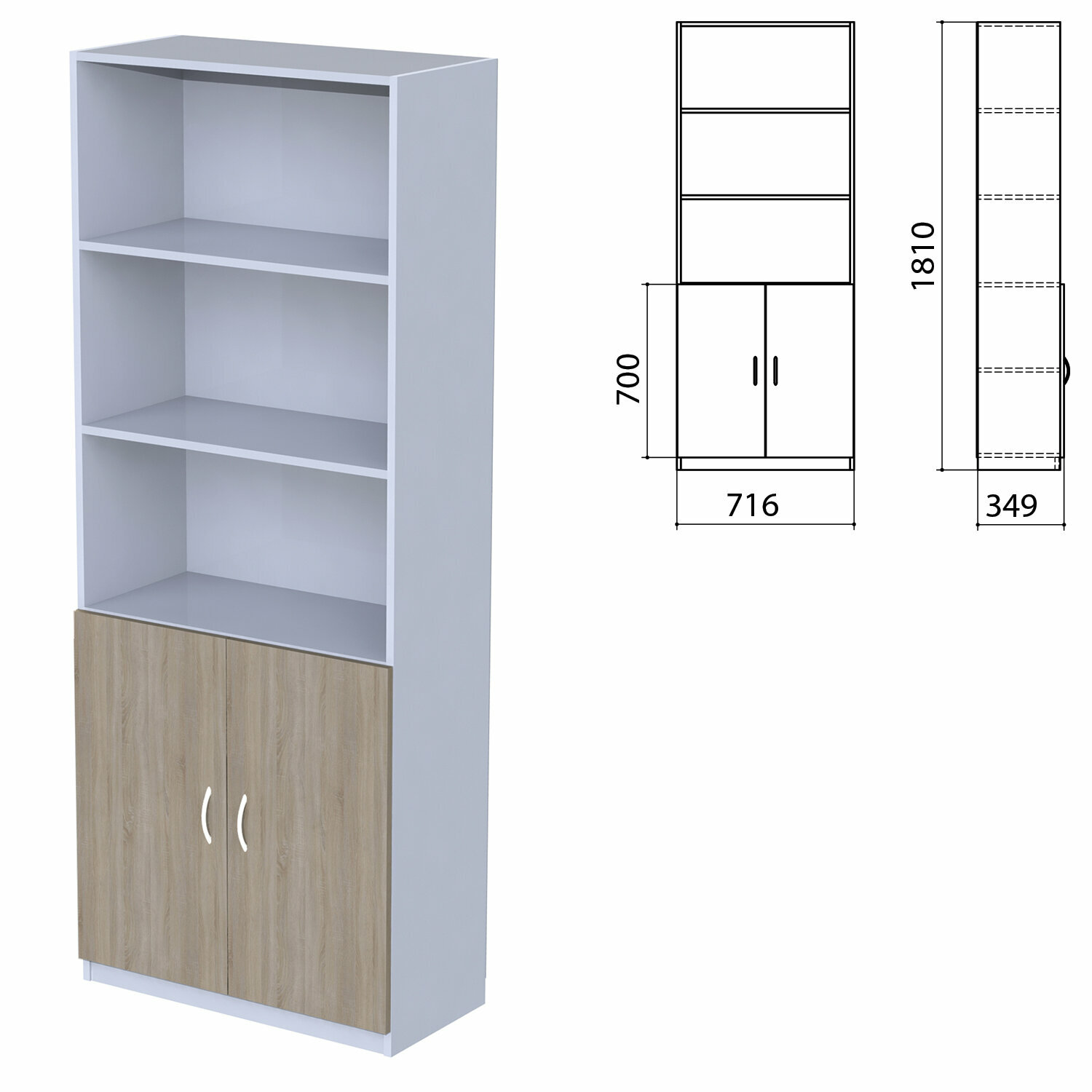 Шкаф полузакрытый «Бюджет», 716×349×1810 мм, дуб сонома (комплект)