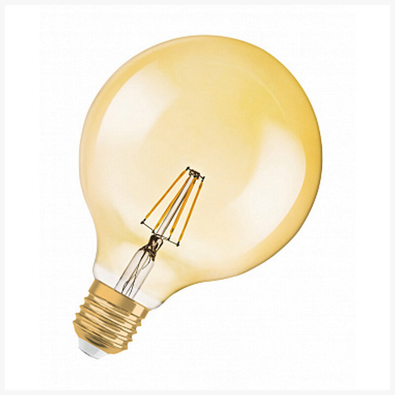 Лампа Osram Vintage 1906 LED CL GLOBE 125 DIM FIL GOLD 55 7,5W/825 E27 178x125мм глоб, 4058075808997